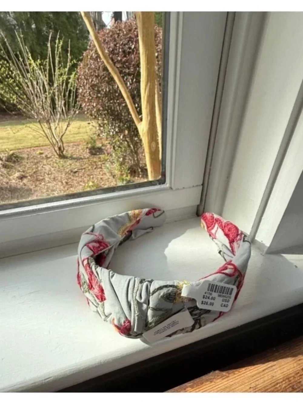 EVERLY x ANTHROPOLOGIE NWT Floral Brocade Knot Headband Light Blue Petal